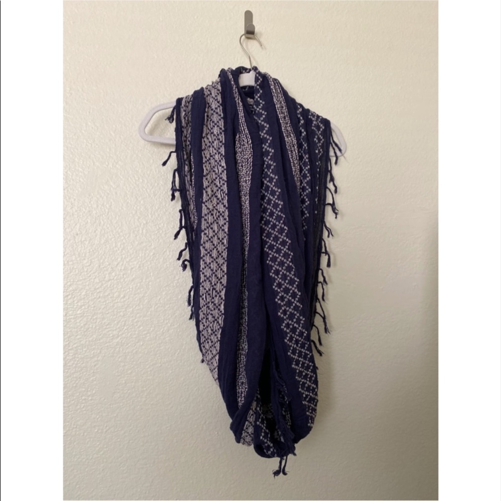 BP Navy and White Boho Infinity Scarf